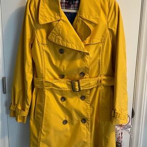 Lands End bright yellow rain/trench coat. Size small.